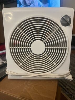 White Square Box Fan with Front Grill and Speed Dial